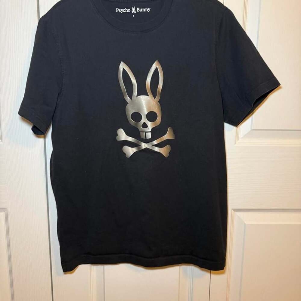 Psycho Bunny Metallic Skull Graphic Black T-Shirt